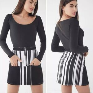 BDG Black and White Mini Pencil Skirt